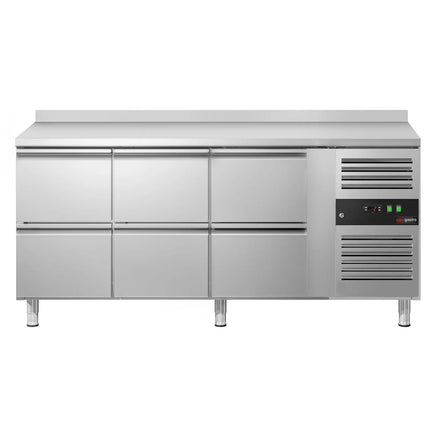 GGM Gastro Commercial Counter Fridge ECO - 1795x700mm - with 6 drawers (GN 1/1) - with upstand - capacity 417 litres