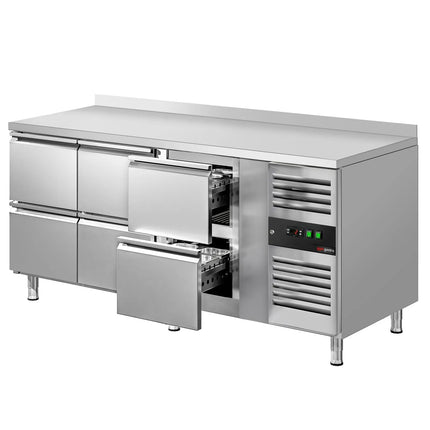 GGM Gastro Commercial Counter Fridge ECO - 1795x700mm - with 6 drawers (GN 1/1) - with upstand - capacity 417 litres