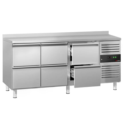 GGM Gastro Commercial Counter Fridge ECO - 1795x700mm - with 6 drawers - with upstand - capacity 417 litres