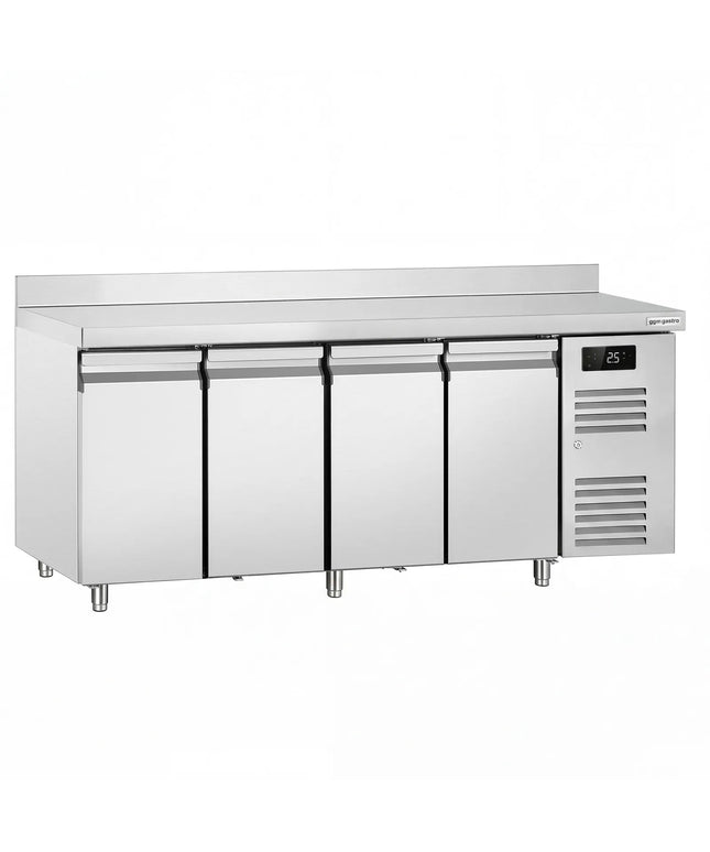GGM Gastro Commercial Counter Fridge ECO – 2230 × 700 mm – 4 Doors – Upstand – Modern Digital Display