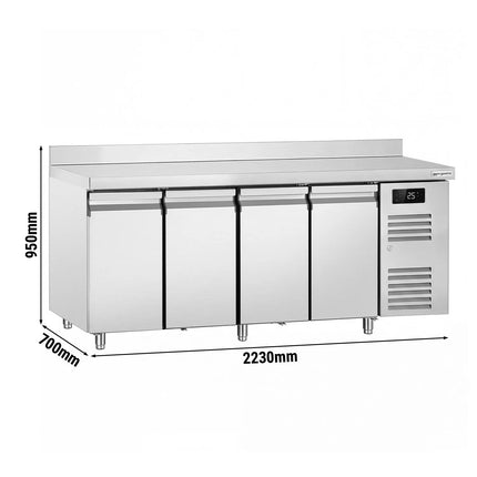 GGM Gastro Commercial Counter Fridge ECO – 2230 × 700 mm – 4 Doors – Upstand – Modern Digital Display
