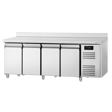 GGM Gastro Commercial Counter Fridge ECO – 2230 × 700 mm – 4 Doors – Upstand – Modern Digital Display