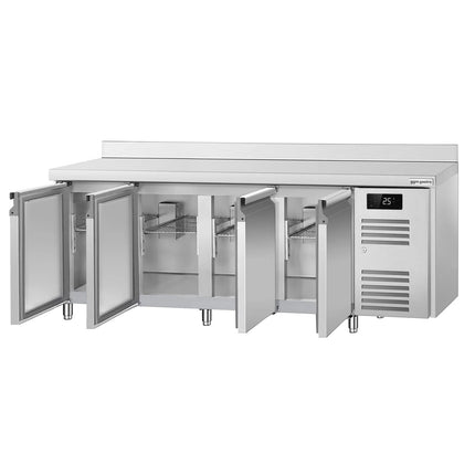 GGM Gastro Commercial Counter Fridge ECO – 2230 × 700 mm – 4 Doors – Upstand – Modern Digital Display