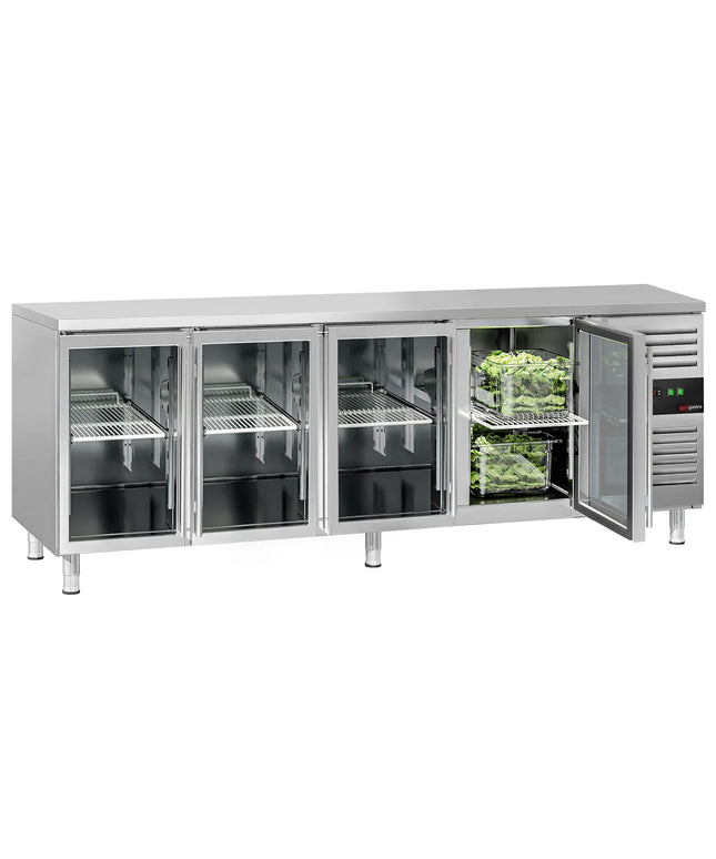 GGM Gastro Commercial Counter Fridge ECO - 2230x700mm - glass doors - capacity 553 litres
