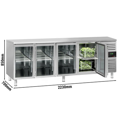 GGM Gastro Commercial Counter Fridge ECO - 2230x700mm - glass doors - capacity 553 litres