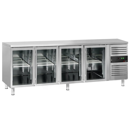 GGM Gastro Commercial Counter Fridge ECO - 2230x700mm - glass doors - capacity 553 litres