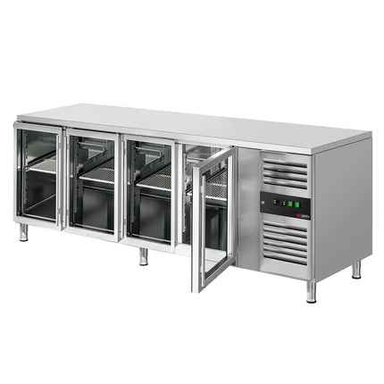 GGM Gastro Commercial Counter Fridge ECO - 2230x700mm - glass doors - capacity 553 litres