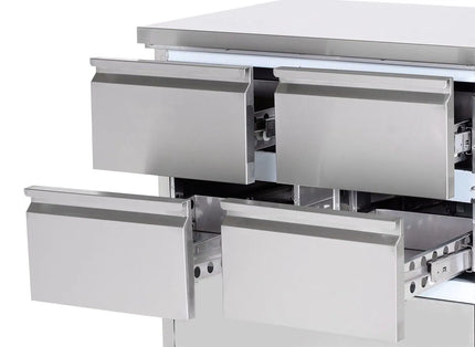 GGM Gastro Commercial Counter Fridge ECO - 2230x700mm - with 1 door - 6 drawers - with upstand - capacity 553 litres