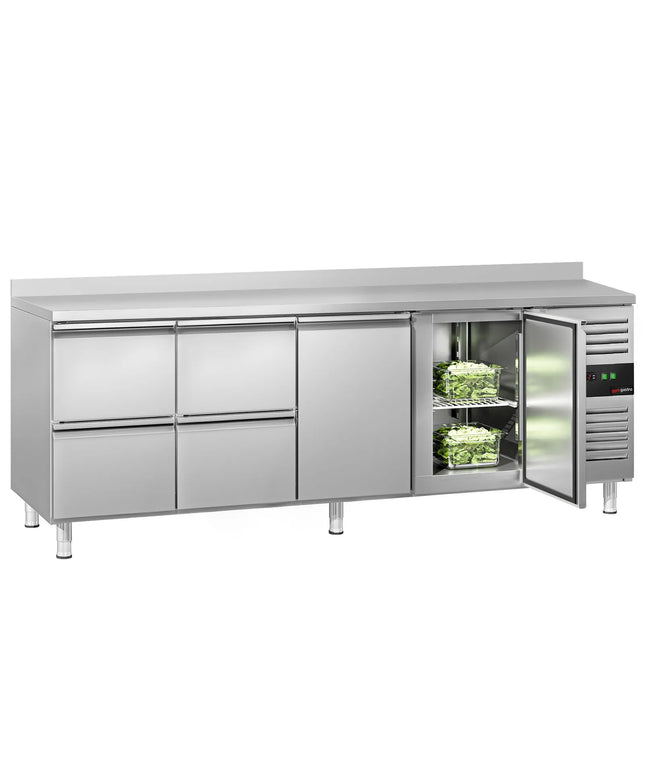 GGM Gastro Commercial Counter Fridge ECO - 2230x700mm - with 2 doors - 4 drawers - with upstand