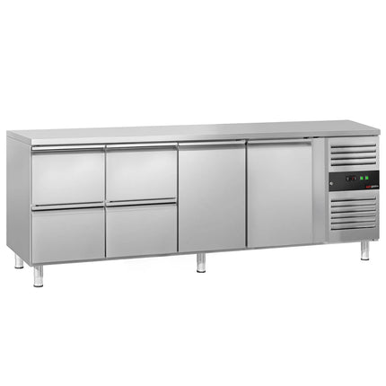 GGM Gastro Commercial Counter Fridge ECO - 2230x700mm - with 2 doors - 4 drawers (GN 1/1) - capacity 553 litres