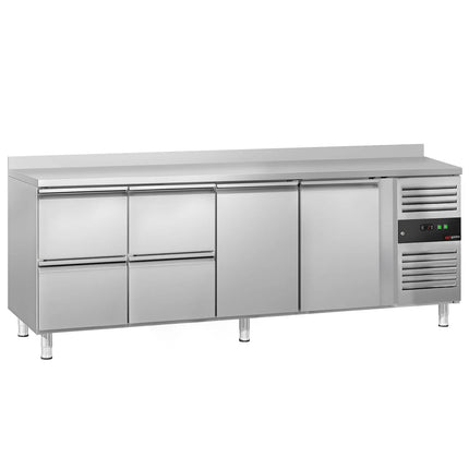 GGM Gastro Commercial Counter Fridge ECO - 2230x700mm - with 2 doors - 4 drawers - with upstand