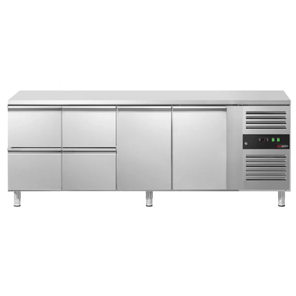 GGM Gastro Commercial Counter Fridge ECO - 2230x700mm - with 2 doors - 4 drawers (GN 1/1) - capacity 553 litres