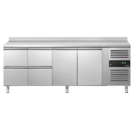 GGM Gastro Commercial Counter Fridge ECO - 2230x700mm - with 2 doors - 4 drawers - with upstand