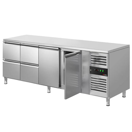 GGM Gastro Commercial Counter Fridge ECO - 2230x700mm - with 2 doors - 4 drawers (GN 1/1) - capacity 553 litres