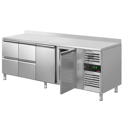 GGM Gastro Commercial Counter Fridge ECO - 2230x700mm - with 2 doors - 4 drawers - with upstand