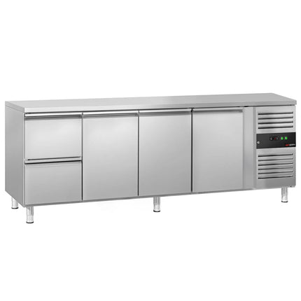 GGM Gastro Commercial Counter Fridge ECO - 2230x700mm - with 3 doors - 2 drawers [GN 1/1] - capacity 553 litres