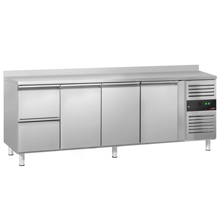GGM Gastro Commercial Counter Fridge ECO - 2230x700mm - with 3 doors - 2 drawers - with upstand