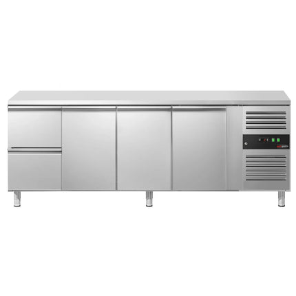 GGM Gastro Commercial Counter Fridge ECO - 2230x700mm - with 3 doors - 2 drawers [GN 1/1] - capacity 553 litres