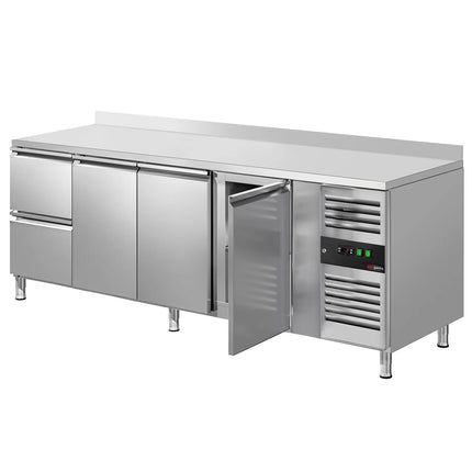 GGM Gastro Commercial Counter Fridge ECO - 2230x700mm - with 3 doors - 2 drawers - with upstand