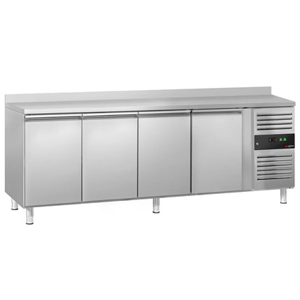 GGM Gastro Commercial Counter Fridge ECO - 2230x700mm - with 4 doors - with upstand - capacity 553 litres