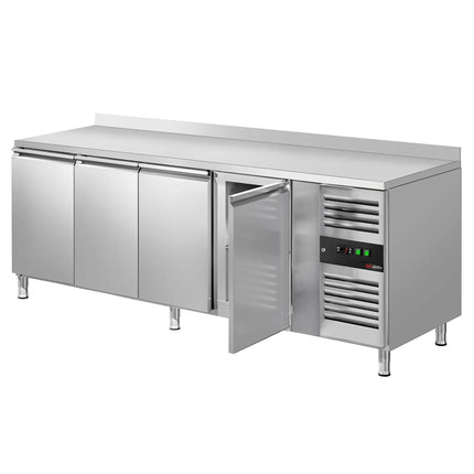 GGM Gastro Commercial Counter Fridge ECO - 2230x700mm - with 4 doors - with upstand - capacity 553 litres