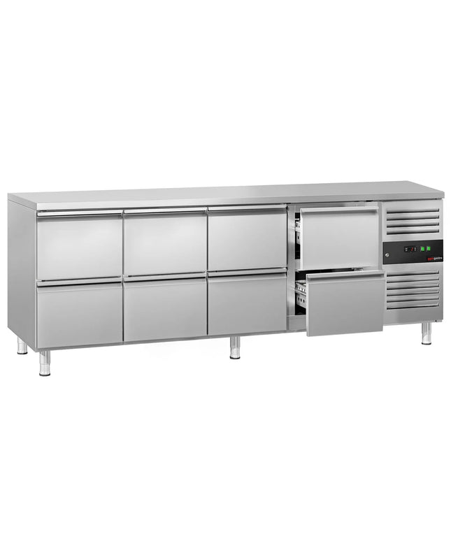 GGM Gastro Commercial Counter Fridge ECO - 2230x700mm - with 8 drawers - capacity 553 litres