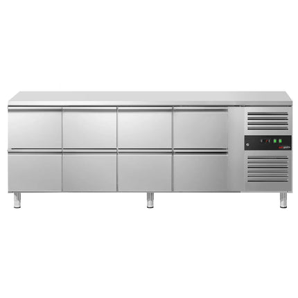 GGM Gastro Commercial Counter Fridge ECO - 2230x700mm - with 8 drawers - capacity 553 litres
