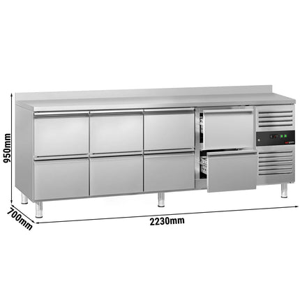 GGM Gastro Commercial Counter Fridge ECO - 2230x700mm - with 8 drawers - with upstand