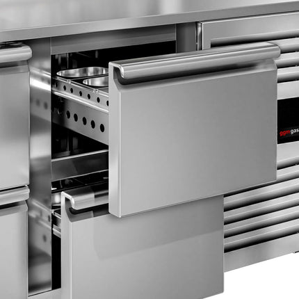 GGM Gastro Commercial Counter Fridge ECO - 2230x700mm - with 8 drawers - with upstand