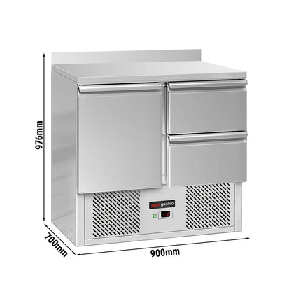 GGM Gastro Commercial Counter Fridge ECO - 900x700mm - with 1 door - 2 drawers [1/1] - with upstand