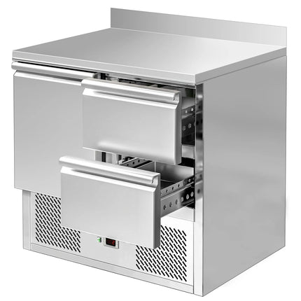GGM Gastro Commercial Counter Fridge ECO - 900x700mm - with 1 door - 2 drawers [1/1] - with upstand