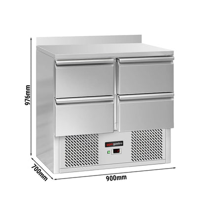 GGM Gastro Commercial Counter Fridge ECO - 900x700mm - with 4 drawers - with upstand - capacity 240 litres