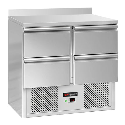 GGM Gastro Commercial Counter Fridge ECO - 900x700mm - with 4 drawers - with upstand - capacity 240 litres