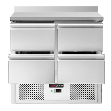 GGM Gastro Commercial Counter Fridge ECO - 900x700mm - with 4 drawers - with upstand - capacity 240 litres