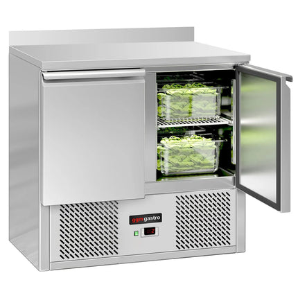GGM Gastro Commercial Counter Fridge ECO - 900x700mm - with upstand - with 1 door / 2 drawers - capacity 240 litres