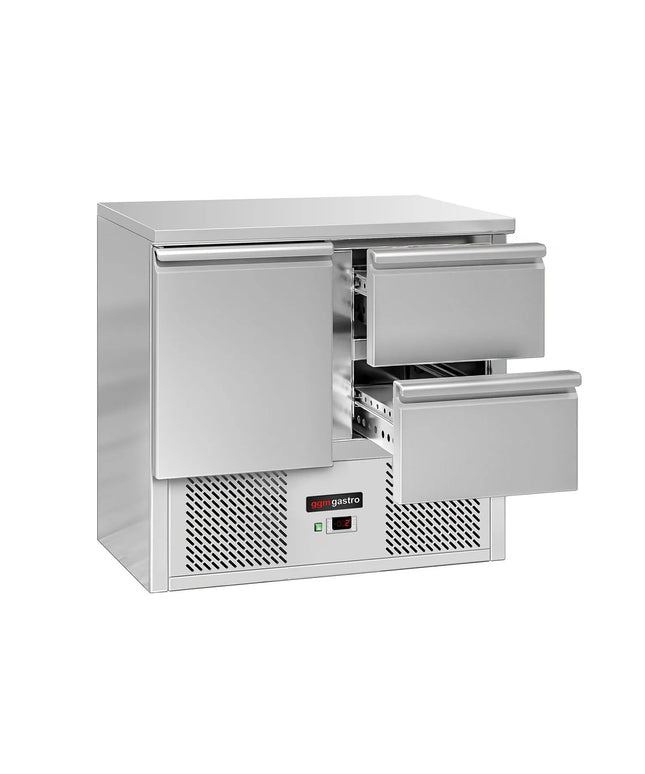 GGM Gastro Commercial Counter Fridge ECO - 903x700mm - with 1 door - 2 drawers - capacity 240 litres