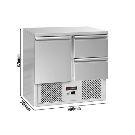 GGM Gastro Commercial Counter Fridge ECO - 903x700mm - with 1 door - 2 drawers - capacity 240 litres