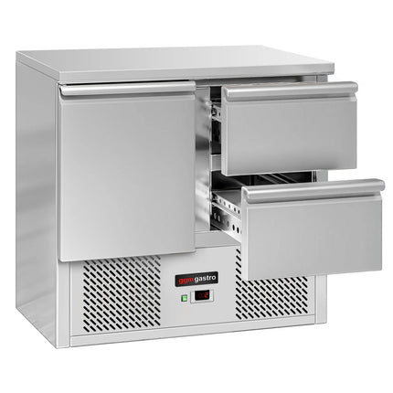 GGM Gastro Commercial Counter Fridge ECO - 903x700mm - with 1 door - 2 drawers - capacity 240 litres