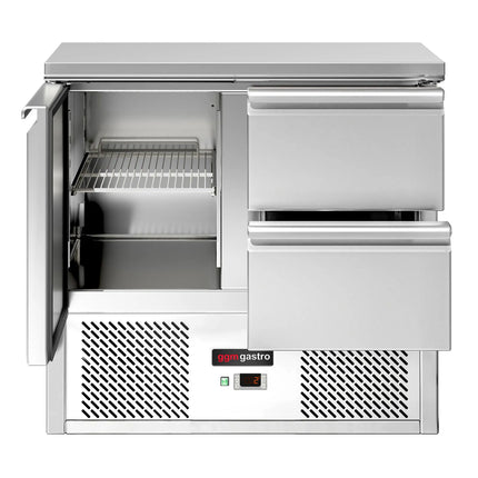 GGM Gastro Commercial Counter Fridge ECO - 903x700mm - with 1 door - 2 drawers - capacity 240 litres