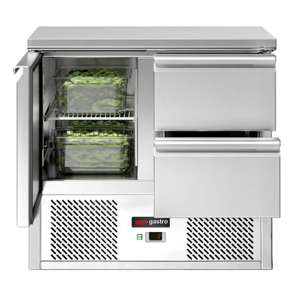GGM Gastro Commercial Counter Fridge ECO - 903x700mm - with 1 door - 2 drawers - capacity 240 litres