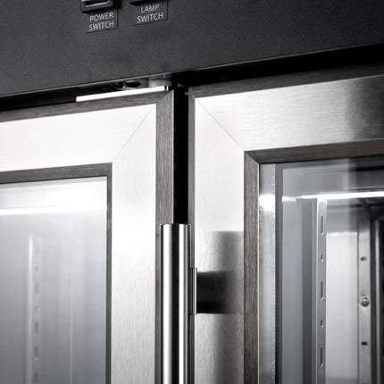 GGM Gastro Commercial Counter Fridge & Multideck Display Set - 1800x800mm - with 4 glass doors (top) & 4 doors (bottom) - double glazing - with worktop