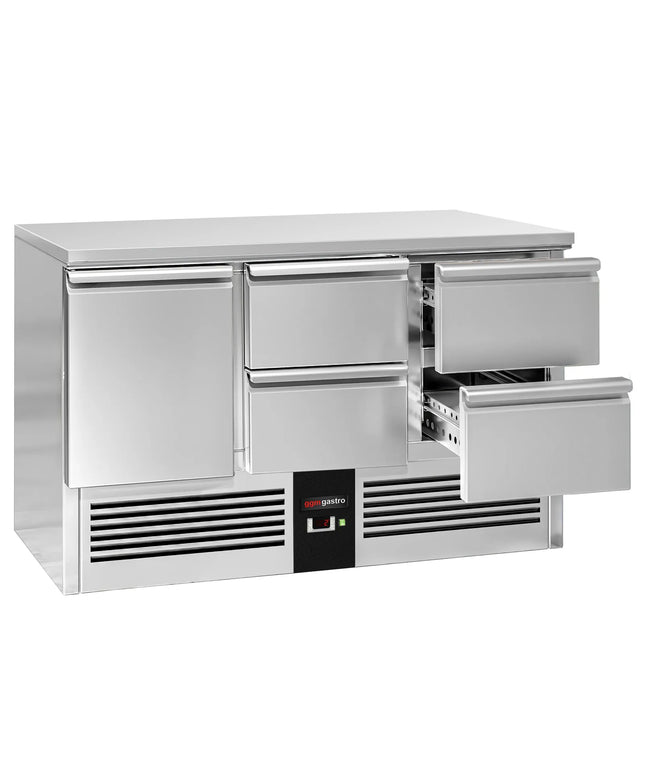 GGM Gastro Commercial Counter Fridge PREMIUM - 1368x700mm - with 1 door - with 4 drawers - capacity 368 litres