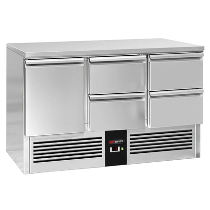 GGM Gastro Commercial Counter Fridge PREMIUM - 1368x700mm - with 1 door - with 4 drawers - capacity 368 litres