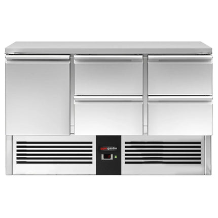 GGM Gastro Commercial Counter Fridge PREMIUM - 1368x700mm - with 1 door - with 4 drawers - capacity 368 litres