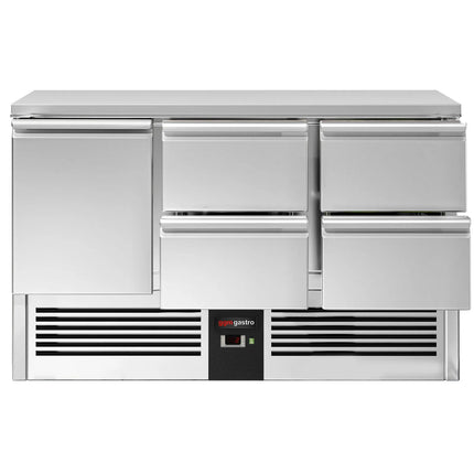 GGM Gastro Commercial Counter Fridge PREMIUM - 1368x700mm - with 1 door - with 4 drawers - capacity 368 litres