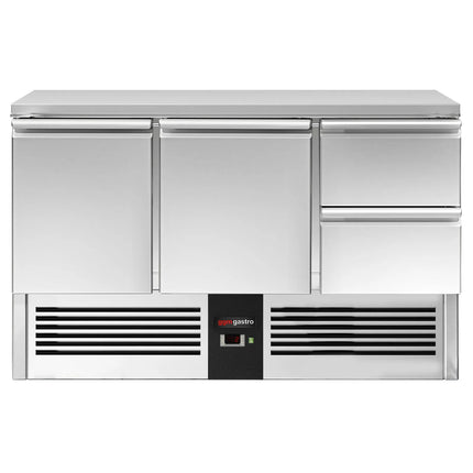 GGM Gastro Commercial Counter Fridge PREMIUM - 1368x700mm - with 2 doors - 2 drawers - capacity 368 litres