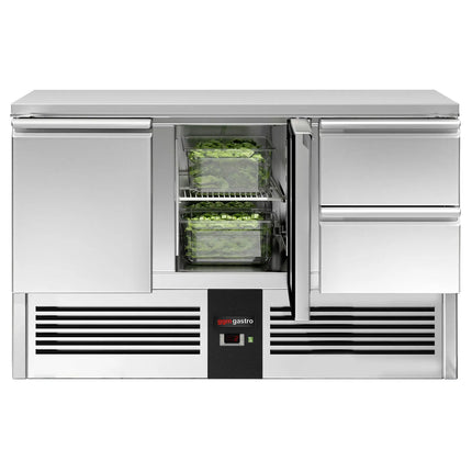 GGM Gastro Commercial Counter Fridge PREMIUM - 1368x700mm - with 2 doors - 2 drawers - capacity 368 litres