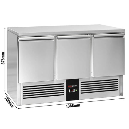 GGM Gastro Commercial Counter Fridge PREMIUM - 1368x700mm - with 3 doors - capacity 368 litres