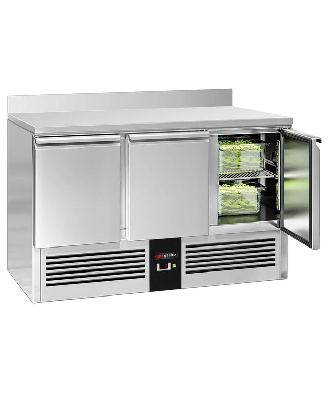 GGM Gastro Commercial Counter Fridge PREMIUM - 1368x700mm - with 3 doors - with upstand - capacity 368 litres