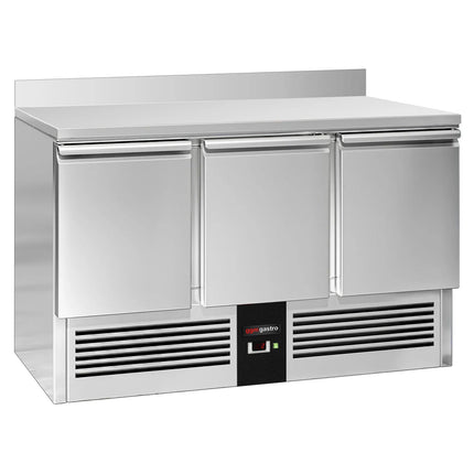 GGM Gastro Commercial Counter Fridge PREMIUM - 1368x700mm - with 3 doors - with upstand - capacity 368 litres